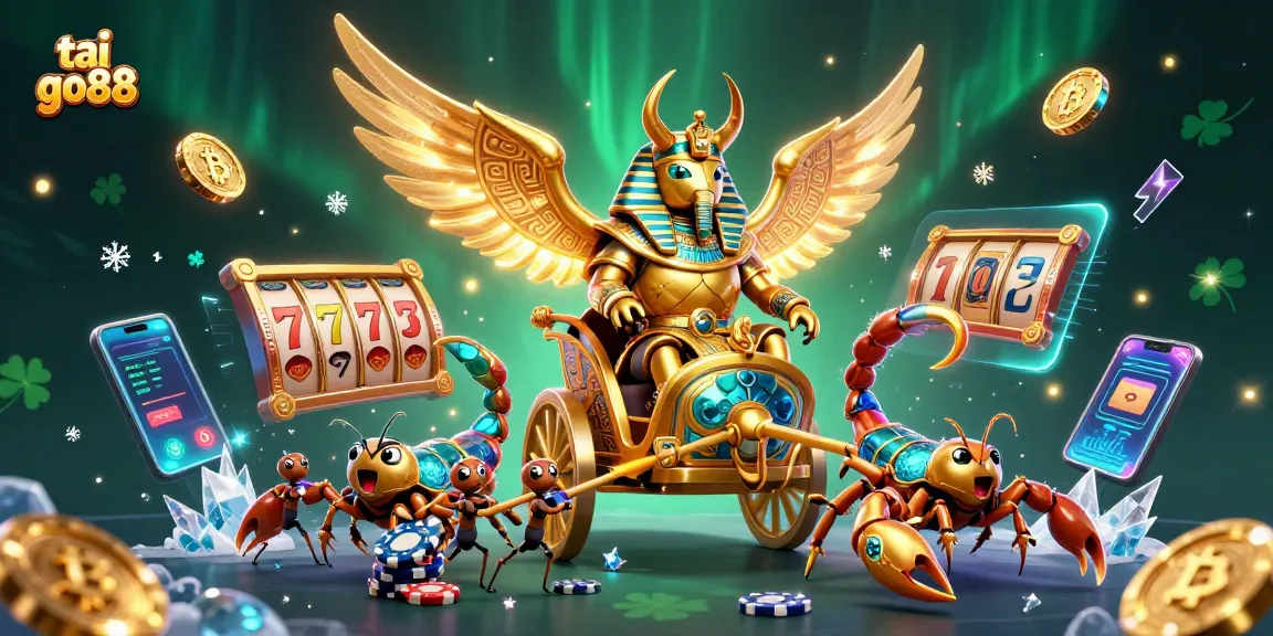 Engage with tai go88's vibrant online gaming world featuring slot reels and crypto elements.