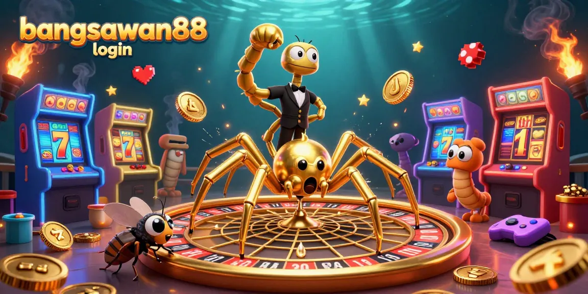Engage with bangsawan88 login in a rich casino scene featuring a spider roulette and vibrant gaming elements.