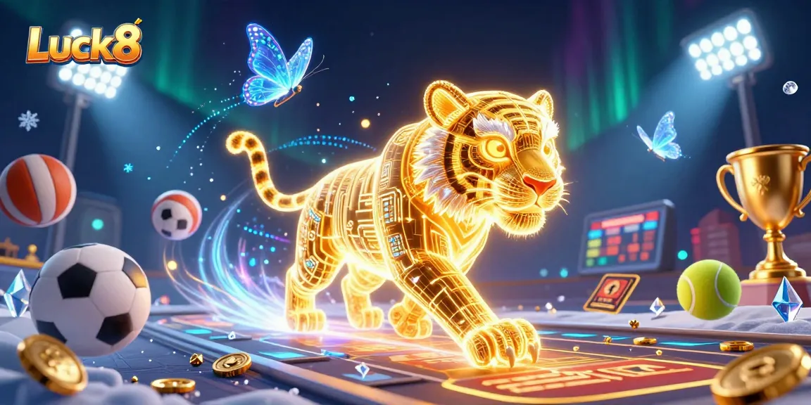 Play exhilarating games at Luck8 with a vibrant digital casino atmosphere featuring energetic characters.