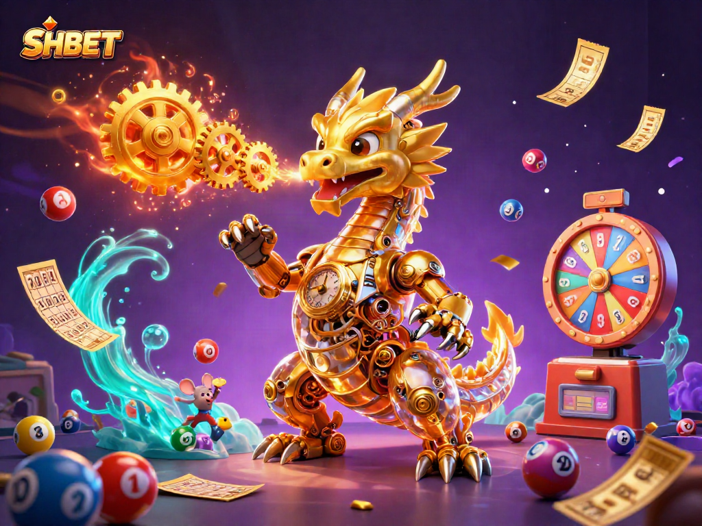 Win big with SHBET in a vibrant 3D casino scene filled with exciting game elements.