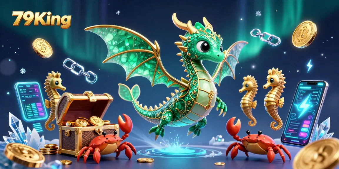 Experience thrilling games at 79King, featuring a vibrant fantasy scene with a sea dragon and treasure in a crypto world.